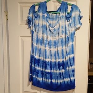Tie dye t-shirt material sparkly top